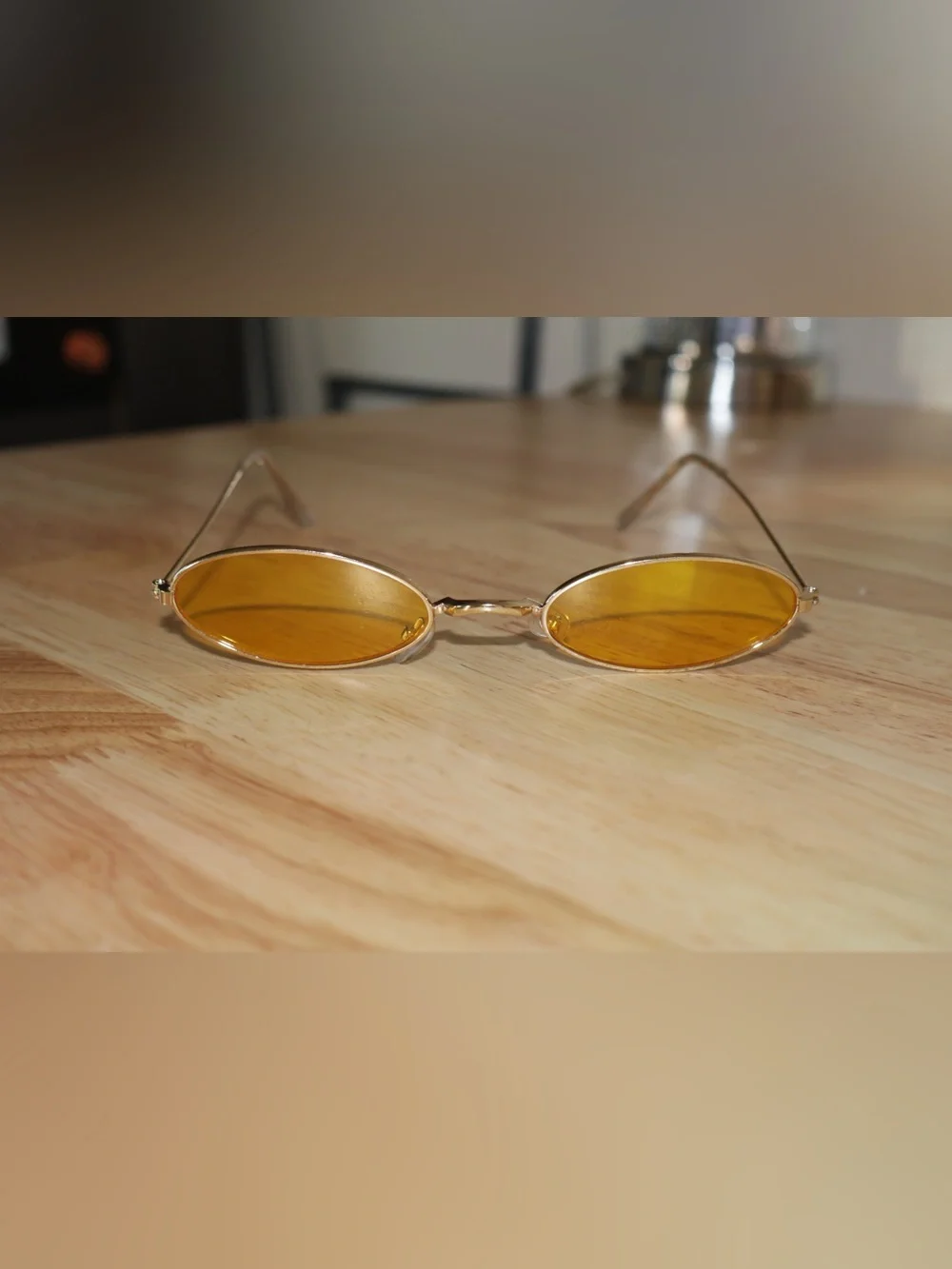 Vintage Small Sunglasses Oval Slender Metal Frame Candy Colors B2277